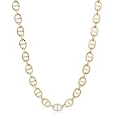 CIUNOFOR Gold Plated Chain Necklace for Women, Two-Tone Modern Statement Link Necklace, Stainless Steel Jewelry, Length 16.5–18.5 Inches