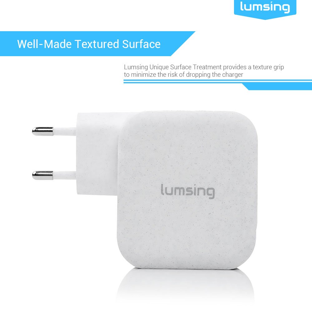 Lumsing Caricabatterie da muro 4 Porte USB (3 Porte Intelligenti + 1 Porta Quick Charge) Caricatore Portatile da Viaggio per iPhone, Samsung, HTC, Nokia iPad, iPod, Nexus - Bianco