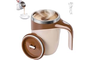 Flexyony Self Stirring Coffee Mug Automatic Magnetic Stirring Coffee Mug Magnetic Stirring Coffee Mug USB Rechargeable Electric Mixing Cup For Office/Coffee/Tea/Hot Chocolate/Milk 13oz/380ml (brown)