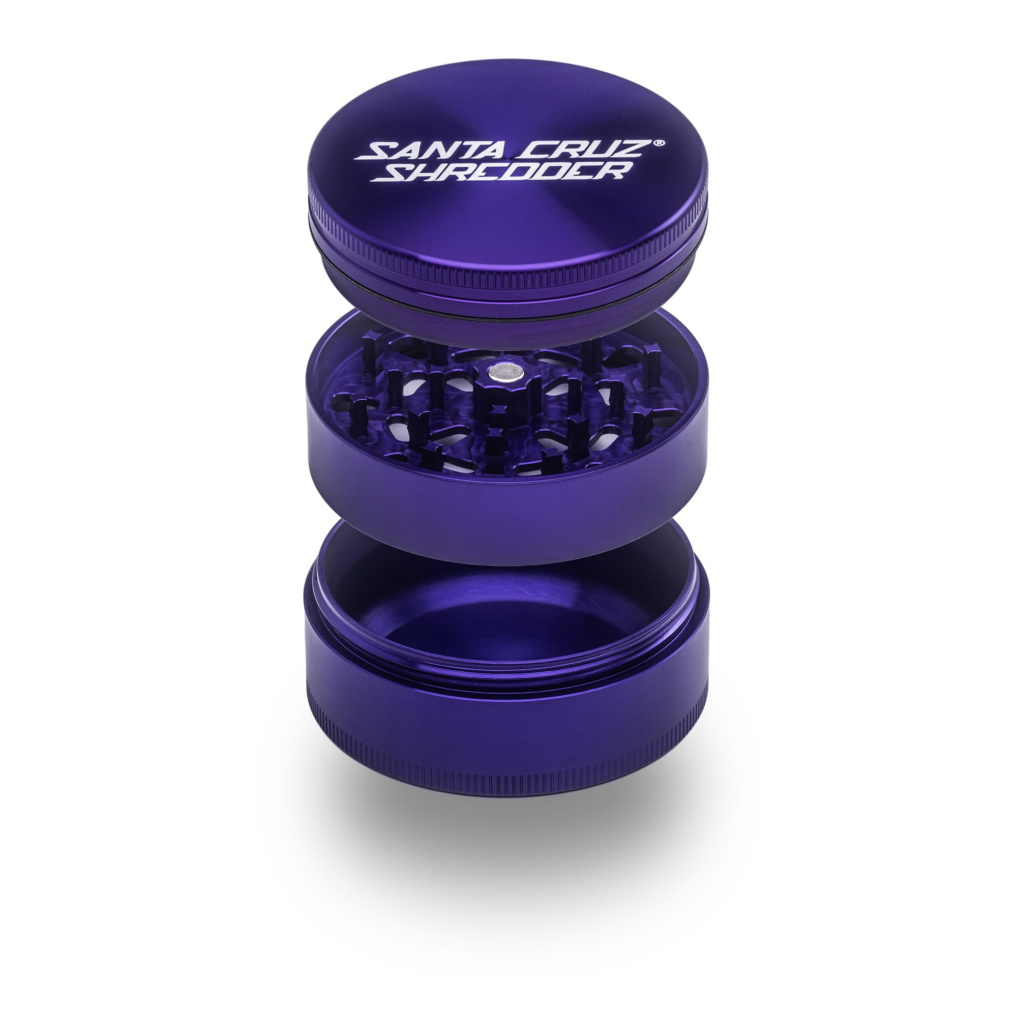Santa Cruz Shredder Metal Herb Grinder Knurled Top for Stronger Grip 3-Piece Large 2.7" (Purple)