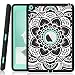 iPad 5th/6th Generation Case, Hocase Heavy Duty Shock Absorbent Rubber+Hard Plastic Dual Layer Protective Case w/ Mandala Floral Print and Kickstand for iPad 9.7 2018/2017 - Black/Mint Green