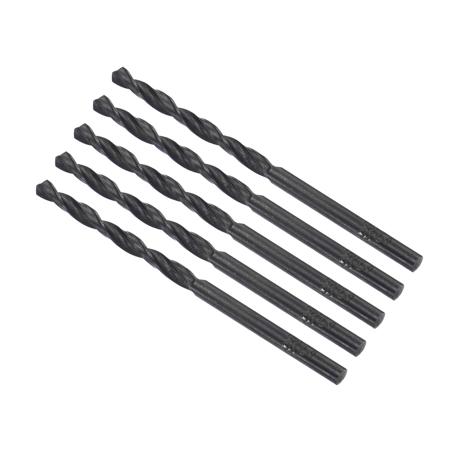 CoCud 6542 High Speed Steel Twist Drill Bits, 3.3mm Diameter 65mm Length, Black Oxide Straight Twist Jobber Drill Bit - (Applications: for Metal Woodwork Plastic Aluminum), 5-Pieces