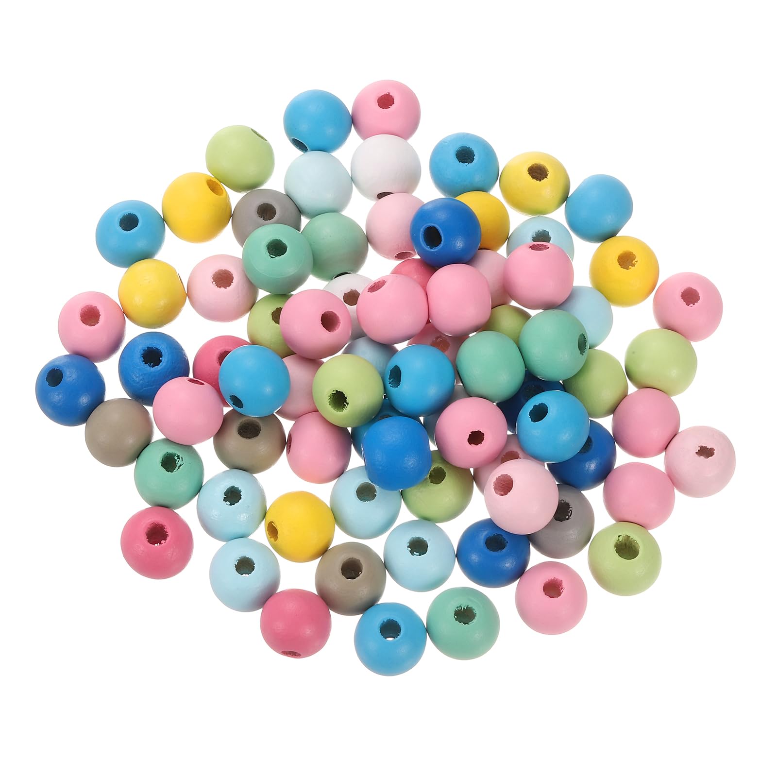 METALLIXITY Colorful Wooden Beads (12mm/ 0.47") 100Pcs, Wood Round Ball Spacer Loose Beads - for Home Party Decoration, Multicolored