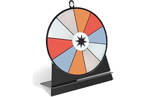 iobiotio Spinning Prize Wheel, Spinning Wheel for Prizes with Stand, 10 Slots Color Small Tabletop Roulette Spinner, Easy Assembly and Erasable, Portable, 6 inch, Arylic, New Version, Black