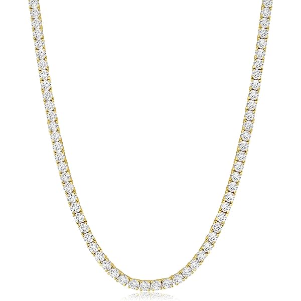Tennis Necklace 18K White Gold Plated | 5.0mm Round Cubic Zirconia