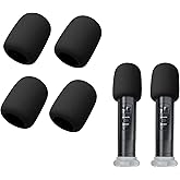 4Pcs Mic Covers for Microphones,Microphone Covers Foam Compatible with PartyBox Wireless Mic System,Windscreen Pop Filter for Live Singing & Karaoke(Microphone is not included） (black)