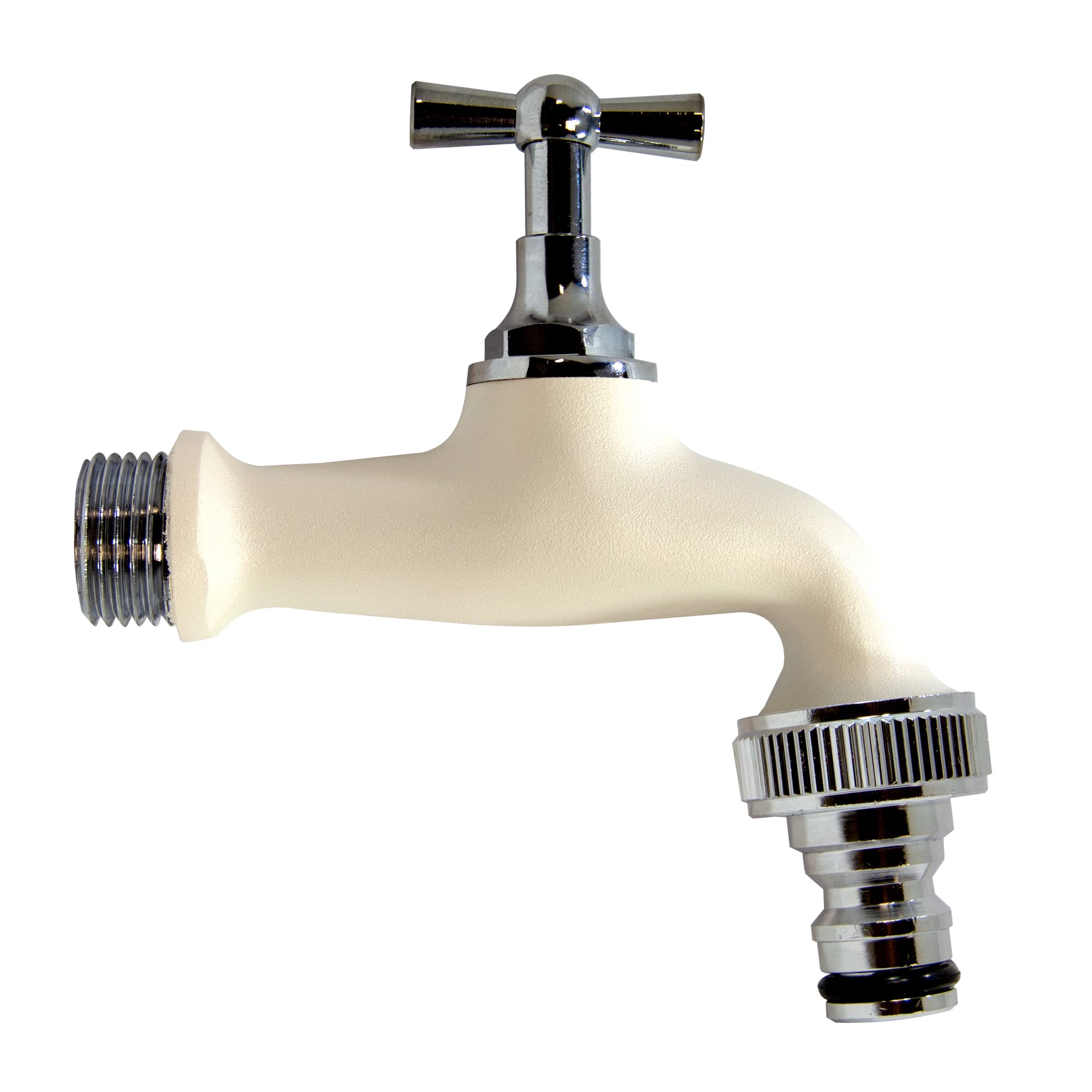 S&M COLORTAPS 590227 Adjustable Garden Tap ½ White with Automatic Hose Outlet