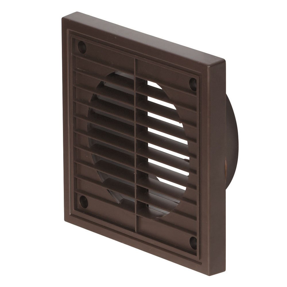 Airflow® External Wall Vent Cover – Brown Round Plastic Grille for 100mm/4" Ducting – Weatherproof Air Outlet – 140mm x 140mm