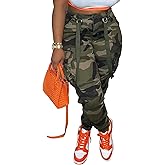 Famnbro Women Camo Pants Camouflage Cargo Pants Ankle Cuffed Army Fatigue Joggers Streetwear