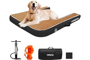 Inflatable Dock Platform for Dog, Large Pup Plank Float Floating Ramp Ladder Up to 200 lbs Dog Water Ramp, Non-Slip PVC Pet B