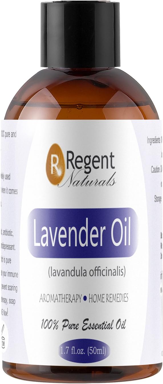 Regent Naturals 100% Pure Lavender Oil Organic Undiluted, Therapeutic Grade with Dropper for Aromatherapy, Skin, Hair Growth & Spray Pillow. 100% Money Back Guarantee.