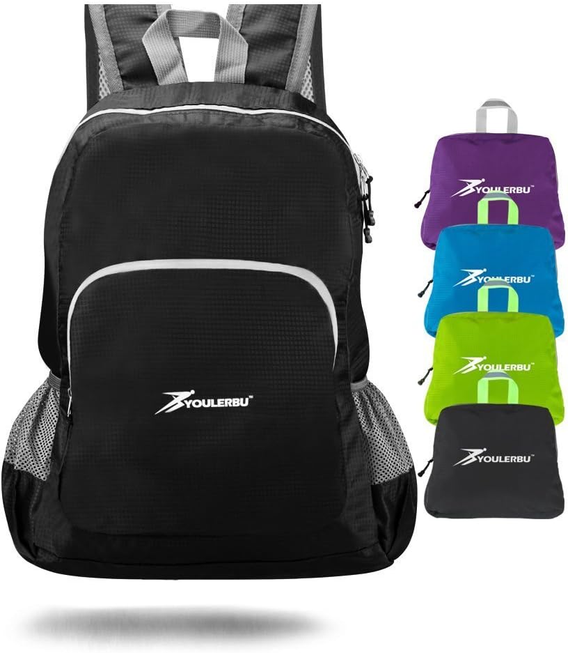 YOULERBU Lightweight Packable Backpack, Travel Hiking Daypack, Camping Backpack for Men Women
