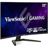 ViewSonic VX3228C-2K 32 Inch 1440p Curved Gaming Monitor, 180Hz, 1ms | FreeSync, HDR10, 1500R Curve, 1440p QHD, HDMI, DisplayPort, Eye Care, PS5, Xbox, PC, Anti Glare, Fast Action, Immersive Play