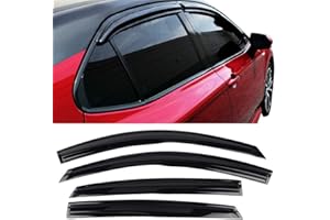 Tape on Outside Mount Window Visors Compatible with 2018-2024 Toyota Camry, Acrylic Unpainted Air Deflector Sun Rain Guard 4pc by IKON MOTORSPORTS, 2019 2020