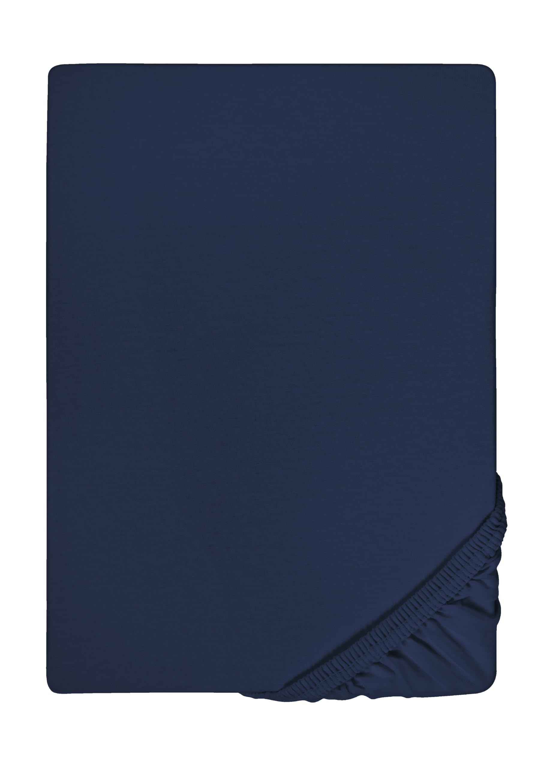biberna 77144 Jersey stretch fitted sheet, according to Oko-Tex Standard 100, approx. 90 x 190 cm bis 100 x 200 cm ,Blue (navy)