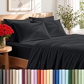 Bare Home Sheet Set 1800 Ultra-Soft with 2 Pillowcases (Twin, Black) | 4 Piece Set, Deep Pockets 6 to 15 Inches, 1800 Ultra-Soft, Double Brushed, Hotel Luxury