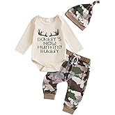 Kavousa Newborn Baby Boy Hunting Clothes Long Sleeve Romper Camouflage Pant Set Beanie Hat 3 Piece Outfit