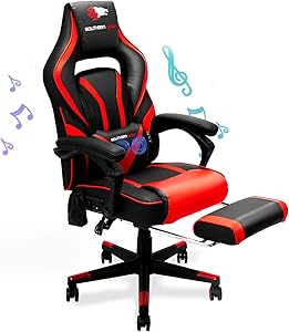 SOUTHERN WOLF Video Gaming Chair with Massage Function - Bluetooth Office Swivel Chair with Racing Style - Ergonomic Home Office Chair with Armrest Footrest Headrest and Lumbar Support