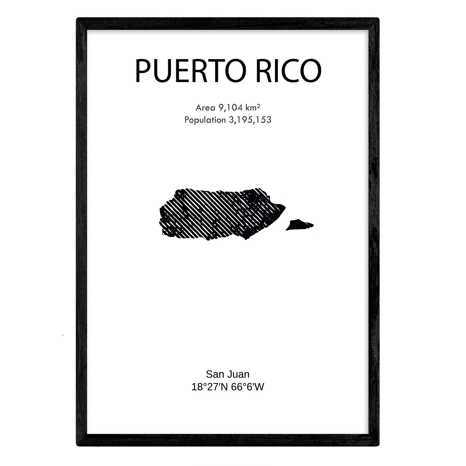 Nacnic Poster of Puerto Rico. Sheets of countries and continents. A3 size