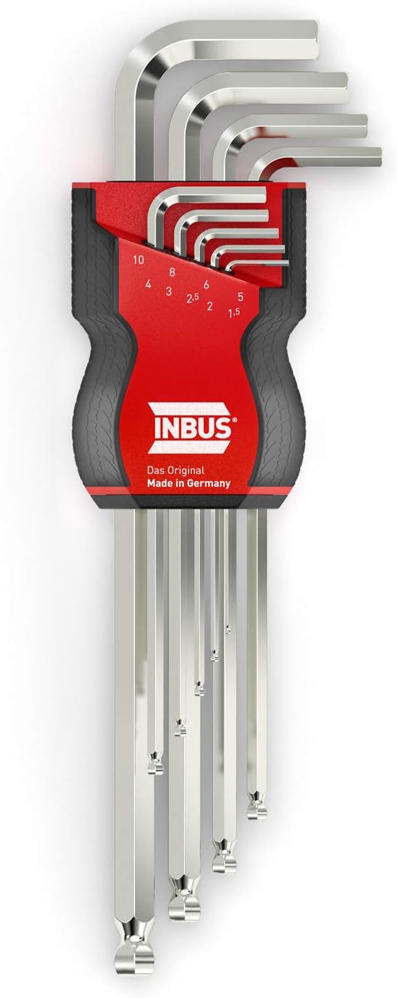 INBUS® 70167 Inbusschlüssel Set 9tlg, 1.5–10mm, mit Kugelkopf — Made in Germany