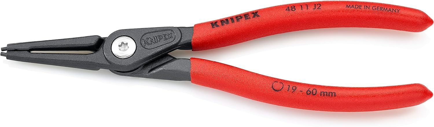 KNIPEX Precision Circlip Pliers for Internal Circlips in Bore Holes with Non-Slip Plastic Coating 180 mm, 48 11 J2