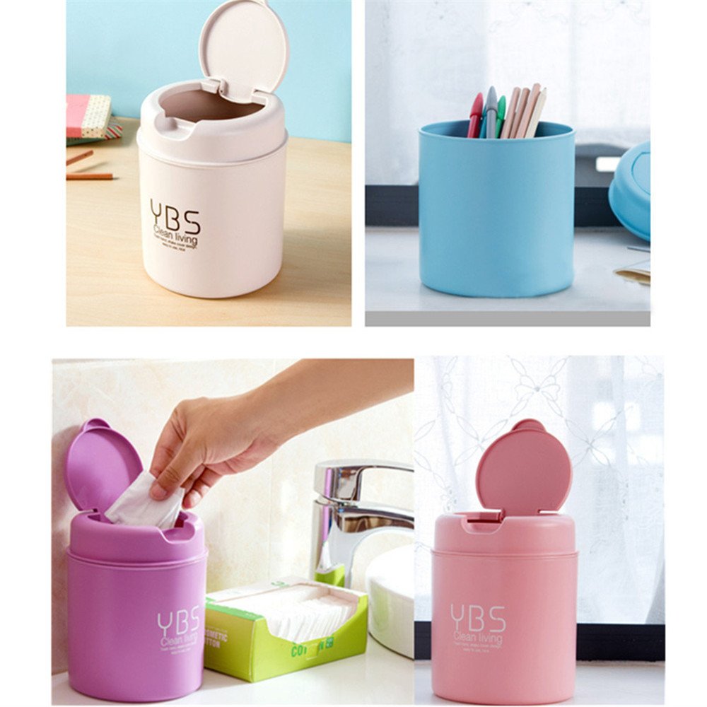 Mini Trash Can with Lid Plastic Tiny Countertop Trash Can