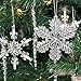 LimBridge 48 Pack Chrismtas Tree Hanging Crystal Clear Snowflakes Glitter Silver Icicles Shatterproof Ornament Decoration Set