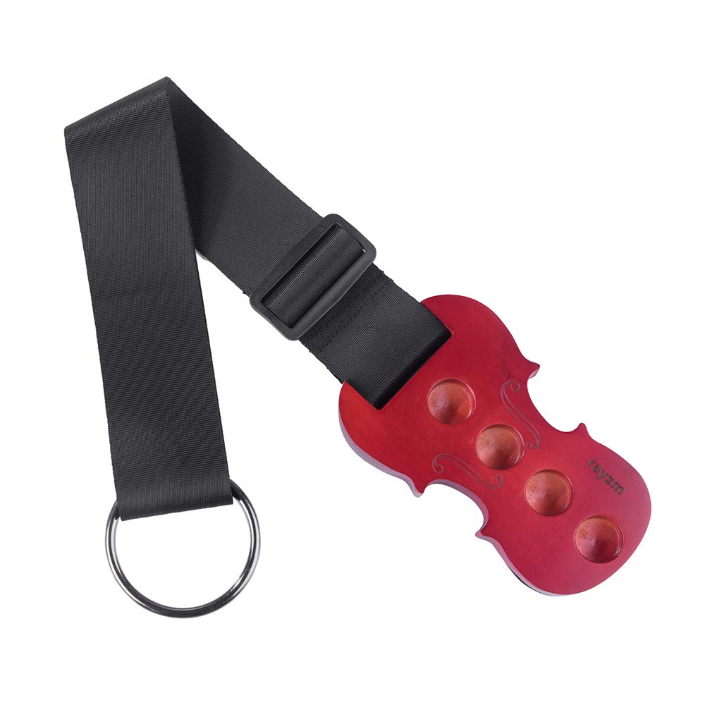 Rayzm Wooden Cello End-Pin Stopper, Non-Slip Solid Maple Cello Spike Holder, Floor Protector & Anchor Rest with Adjustable Nylon Strap (4 Holes)