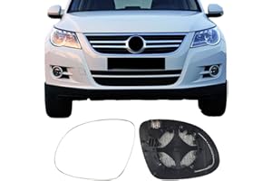 Driver Side Mirror Replacement Glass for VOLKSWAGEN VW Tiguan 2009-2017,Backing Plate Power Heated Left Side View Mirror Glas