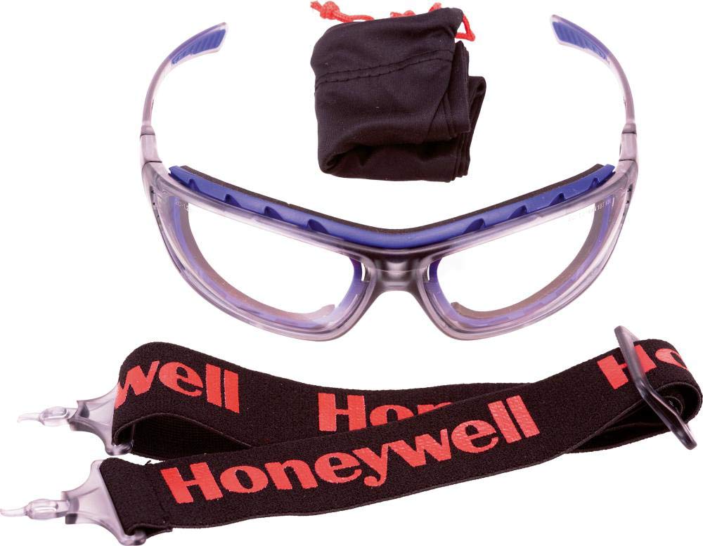 Honeywell 1028640 SP1000 2G Black Frame Clear Lens, Protection Against Impact & Dust, Wide Headband Included, Flexible Nose Piece, Anti-Fog & Scratch Resistant (1 Piece)
