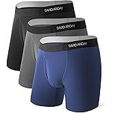 DAVID ARCHY Mens Performance Boxer Briefs 3 Pack, 3D Support Pouch & No Ride-Up Design Moisture-Wicking Sport Underwear