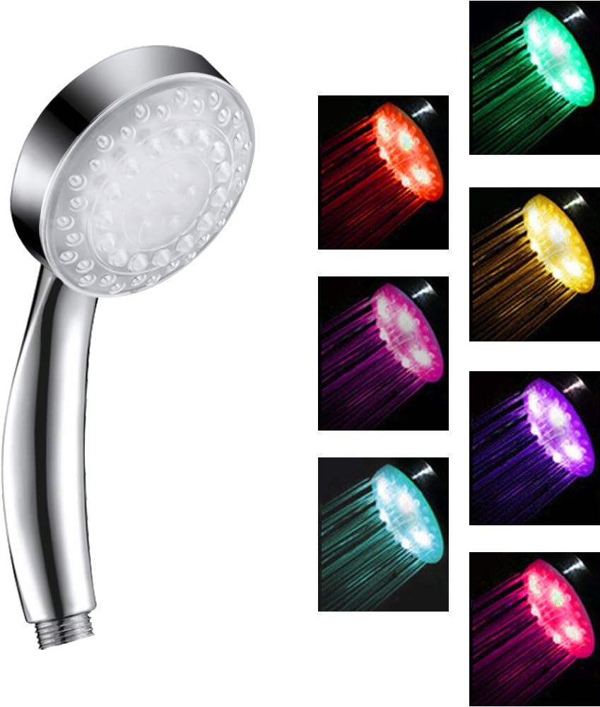 LED Handheld Shower Head with 7 Color Automatic Changing for Bathroom Let Your Kids Love Shower