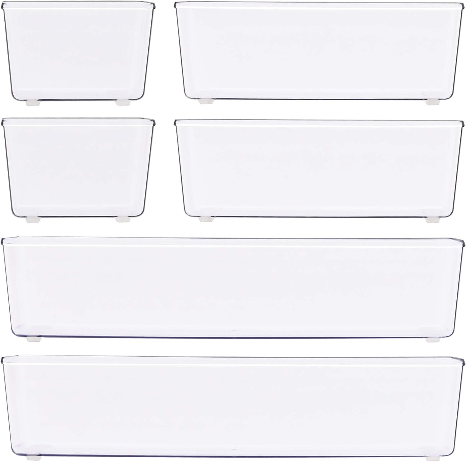 6 Pack - Simple Houseware Clear Plastic Desk Drawer Organizers: Home Improvement
