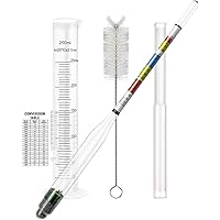 Hydrometer and Test Jar for Wine, Beer and Kombucha - Including 250ml Plastic Cylinder, Cleaning Brush and ABV Storage…