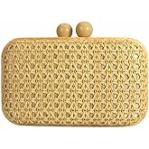PENGZHI Women Straw Clutch Purse Handwoven Summer Evening Bag Beach Straw Handbag Wedding Party Clutch Bag Wicker Purse