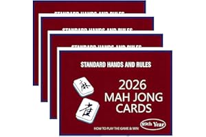 Mahjong Cards 2026 Red, 4 Pack American Mah Jongg Rule Card, Large Print Easy to Read, Jan 2026 Updated Revision, for Game Ni