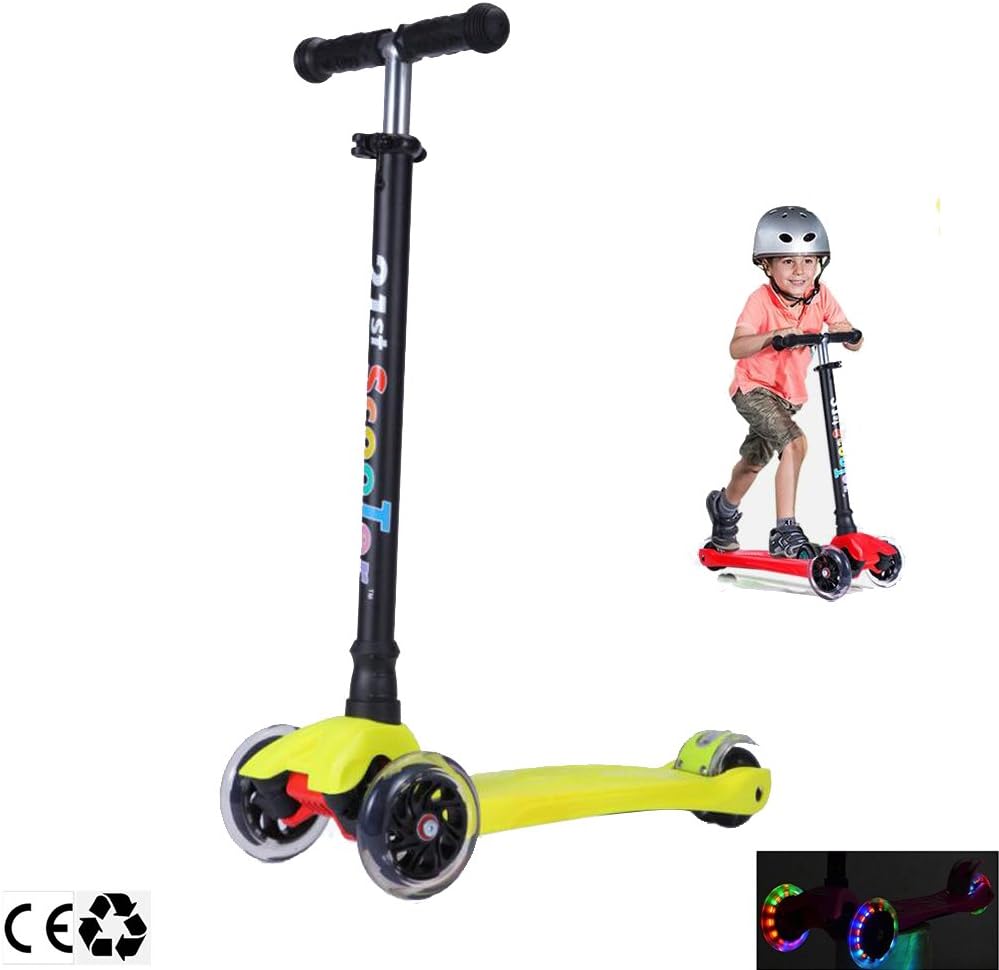 Micro 3 Wheel Scooter for Kids 4 Years Old and Up Scooters for Toddlers with Adjustable Height 180lb (Yellow)