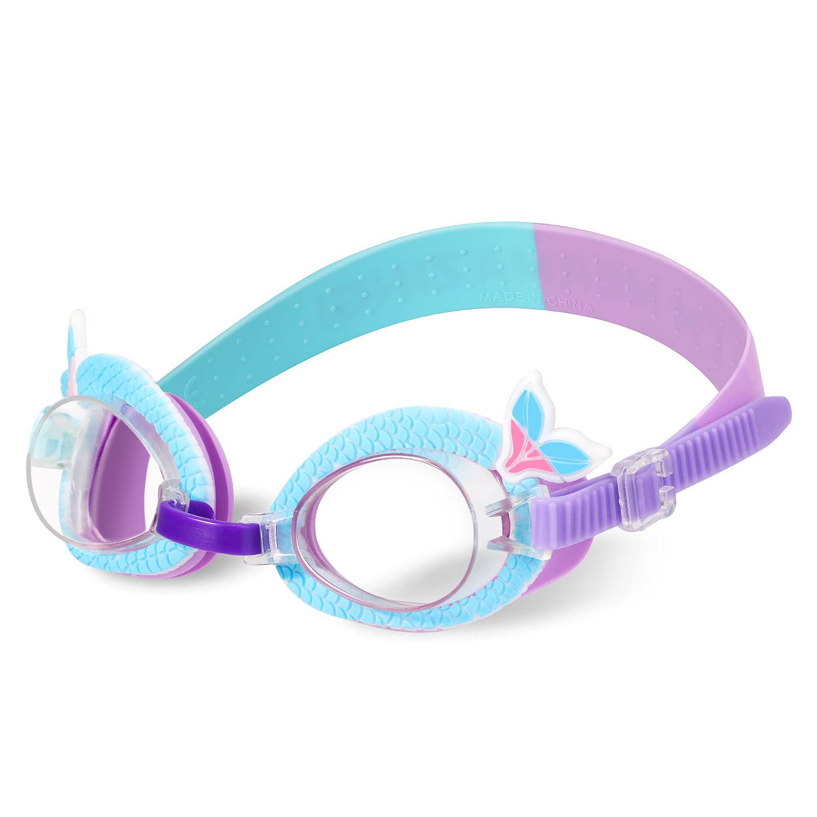 Hifot Children's Swimming Goggles with UV Protection and Anti-Fog No Leak Kids Mermaid Swimming Goggles，Adjustable Strap Flexible Nose Bridge Design，Swim Glasses for Children