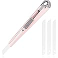 Ceramic Paper Cutter Box Cutter Foam Cutter Safety snap off Blades Retractable Utility Knife Extra 3 Blades (0.35 inch Wide) Cartons Cutting Skin Friendly Knife (Pink)