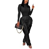 PRIVIMIX Women 2 Piece Outfits Fringe Tassel Short Pants Set Sleeveless Top Sweatsuit High Waisted Clubwears