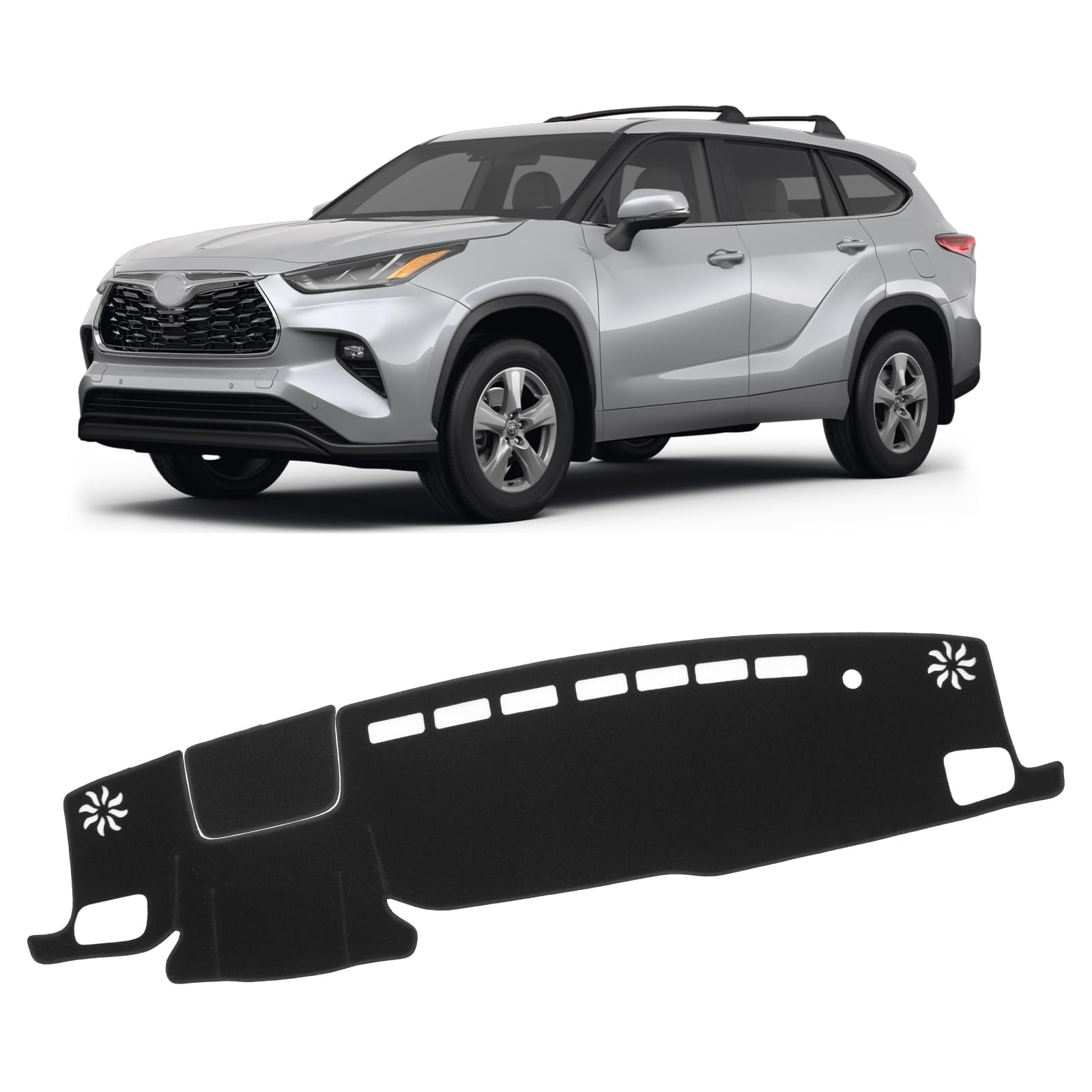 Photo 1 of KUST Car Dash Cover for Toyota Highlander 2020-2025 2026 (L, LE, XLE, XSE, Limited, Platinum) (with HUD) Non-Slip Center Console Dashboard Cover No Glare Black(Not Fit for Toyota Grand Highlander)