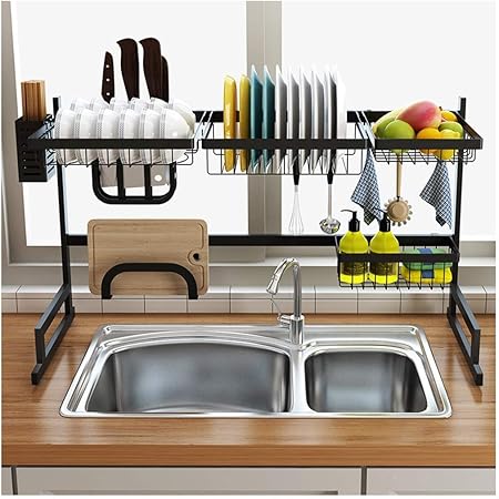 Mtylx 85c Bestekmand Vaatwasser Wasbak Zwart Roestvrij Staal Over Sink Dish Wasdroger 2 Zijdige Keuken Gootsteen Drainage Display 85c Amazon Nl