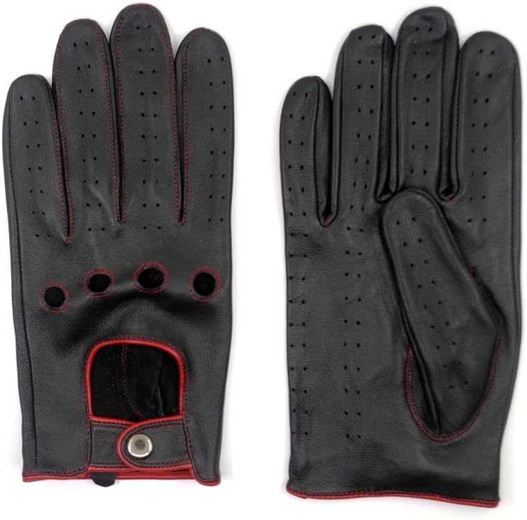 Mens Touchscreen Unlined Leather Driving Gloves