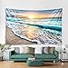 Fabric Tapestry Decorative Wall Art Tablecloth Bedspread Picnic Blanket Beach Throw Blanket for Bedroom Hall Dormitory Living Room Hanging Sea Water Dusk Beach Sunset Print (200 x 150 cm)