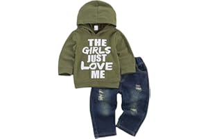 fhutpw Toddler Baby Boy Outfits Hoodie Sweatshirts & Jeans Clothes Set Fall Winter 6 9 12 18 24 Months