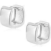 925 Sterling Silver Chunky Hoop Earrings for Women Hypoallergenic Silver Earrings Chunky Huggie Square Hoop Earrings Minimalist Silver Hoops Earrings for Jewelry Gifts