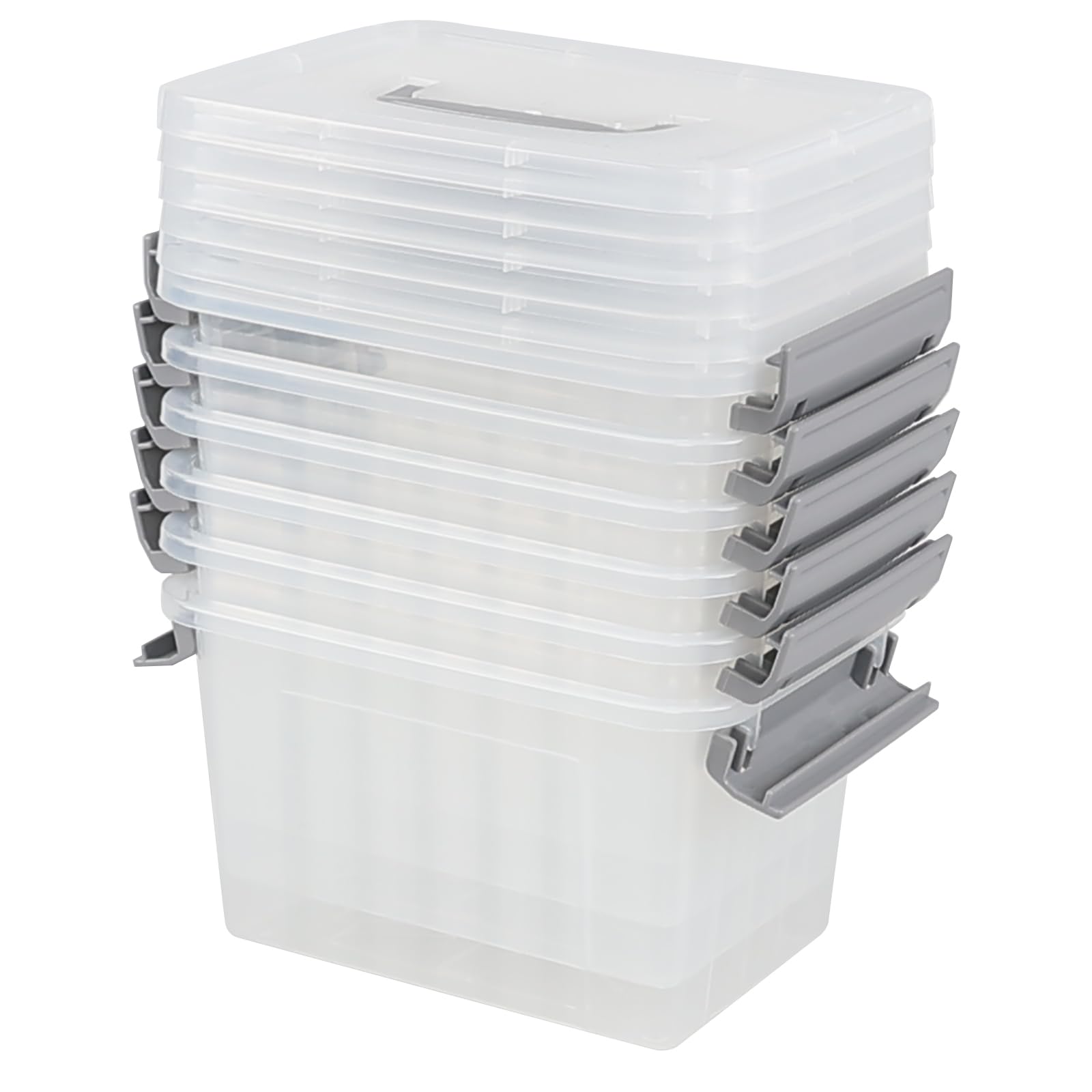 Ramddy 6 Pack 3 L Mini Stoirage Box with Lid, Clear Latch Container Box, F