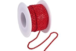 Blinginbox 10 Yards Crystal Rhinestone Trim Ribbon Close Chain for Sewing SS16 Jewels for Crafting Applique Party DIY Decoration Shoe Vases Phone Case Chains 0.15inches 4mm Red Lt. Siam Diamonds