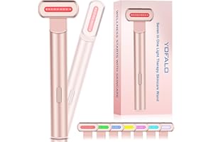 YOFALO Red Light Therapy for Face, 7 in 1 LED Light Therapy Eye Equipment for Skin Care at Home Red Light Therapy Face Massager Skin Rejuvenation Light (Rose Golden)