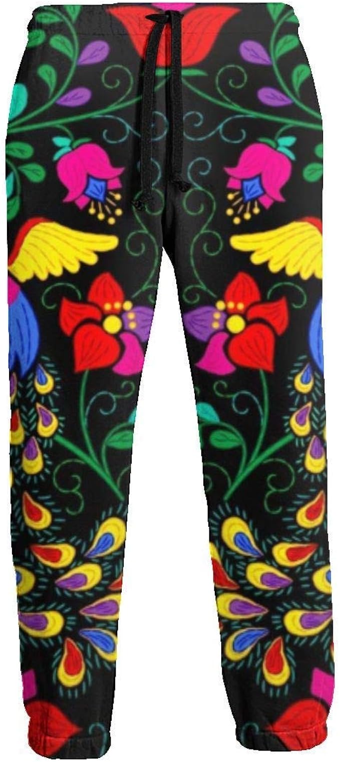 Flor Mexicana Folk Peacock Bird Art Ethnic Men Sweatpants Pantalones de
